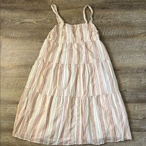Madewell Button-Back Tiered Dress in Textural Rainbow Stripe Size 2